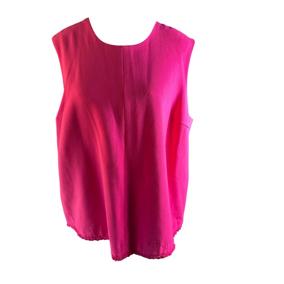 Victoria Beckham for Target Tops - Victoria Beckham for Target Pink Sleeveless Frayed Hem Top Plus Size 1X